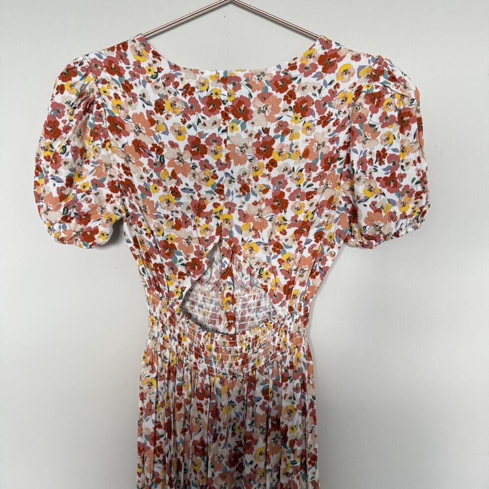 Fairy Cottage Coquette Dress Small Floral Maxi Romantic Open Back Peasant Boho - Picture 8 of 9